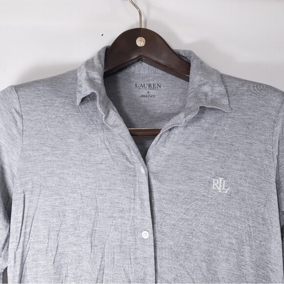 lauren ralph lauren sleep pajama button up shirt size small top only - Picture 5 of 6